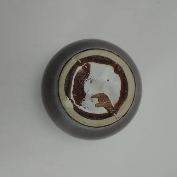 Brown Drip Glazed Pottery Art Vase 6.5" Home Decor - Picture 8 of 8